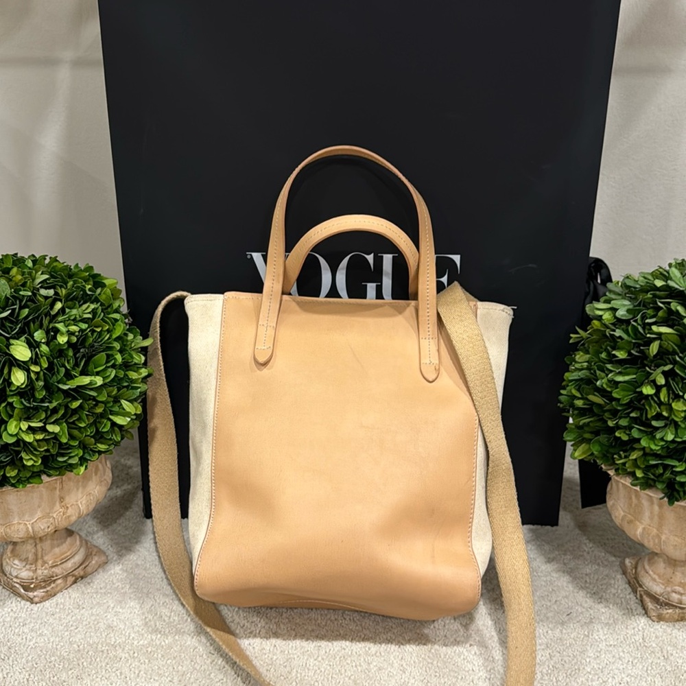 Gap neutral leather and canvas bag